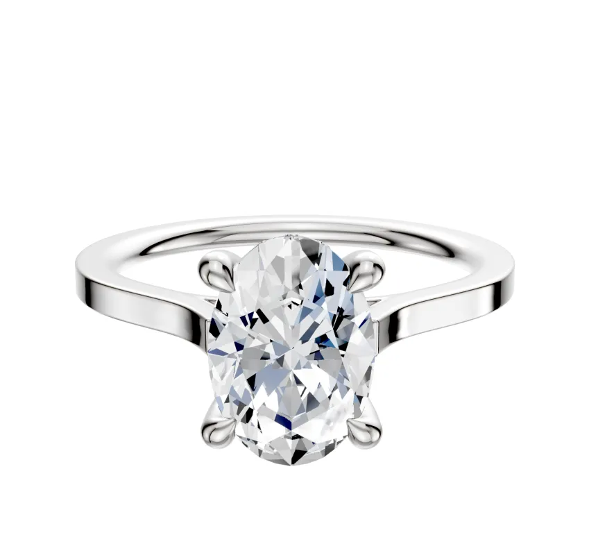 18K White Gold 4 Prong Hidden Halo Cathedral Flat 1.5mm Engagement Ring sold by Promise By Effy