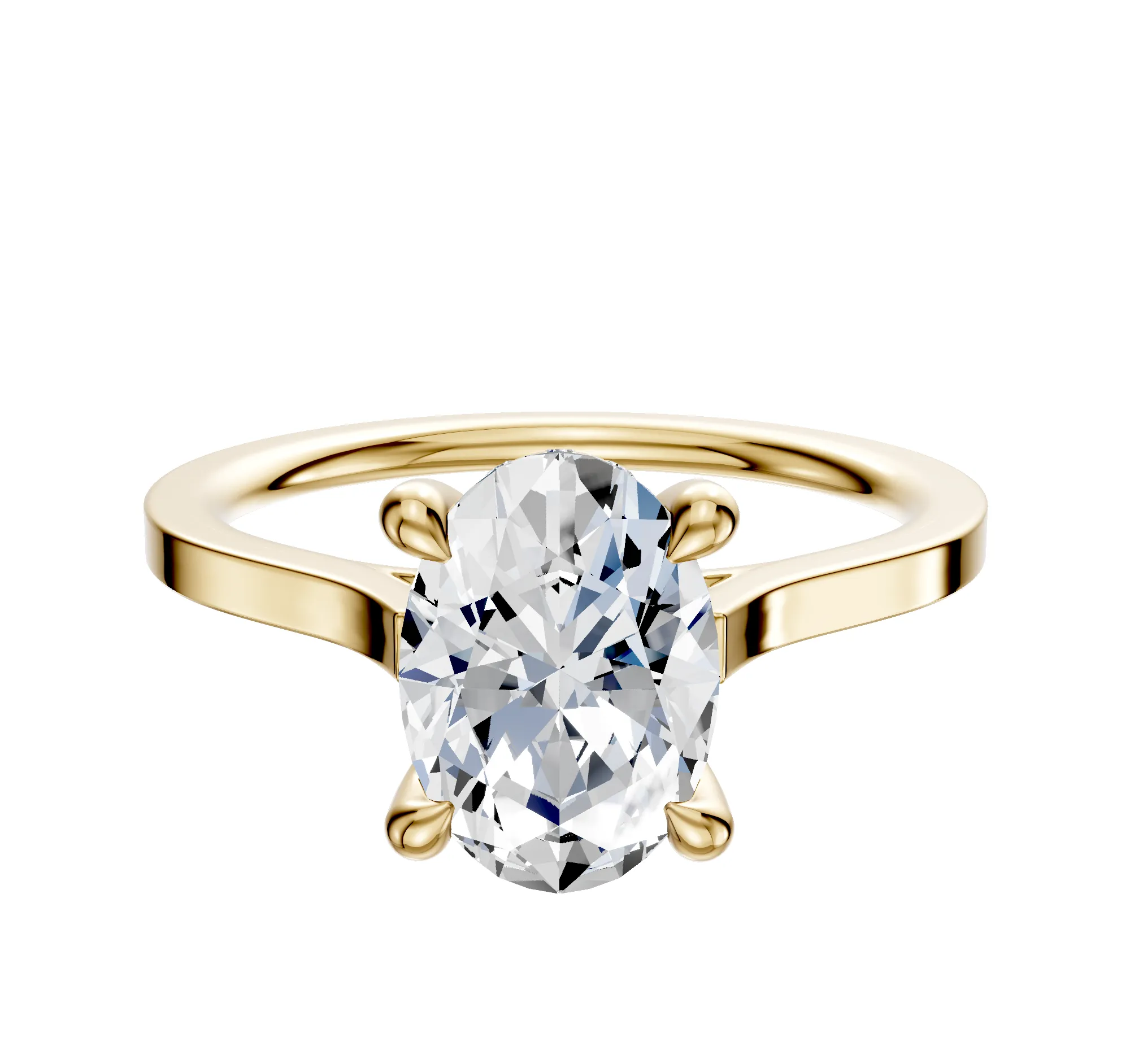 18K Yellow Gold 4 Prong Hidden Halo Cathedral Flat 1.5mm Engagement Ring sold by Promise By Effy