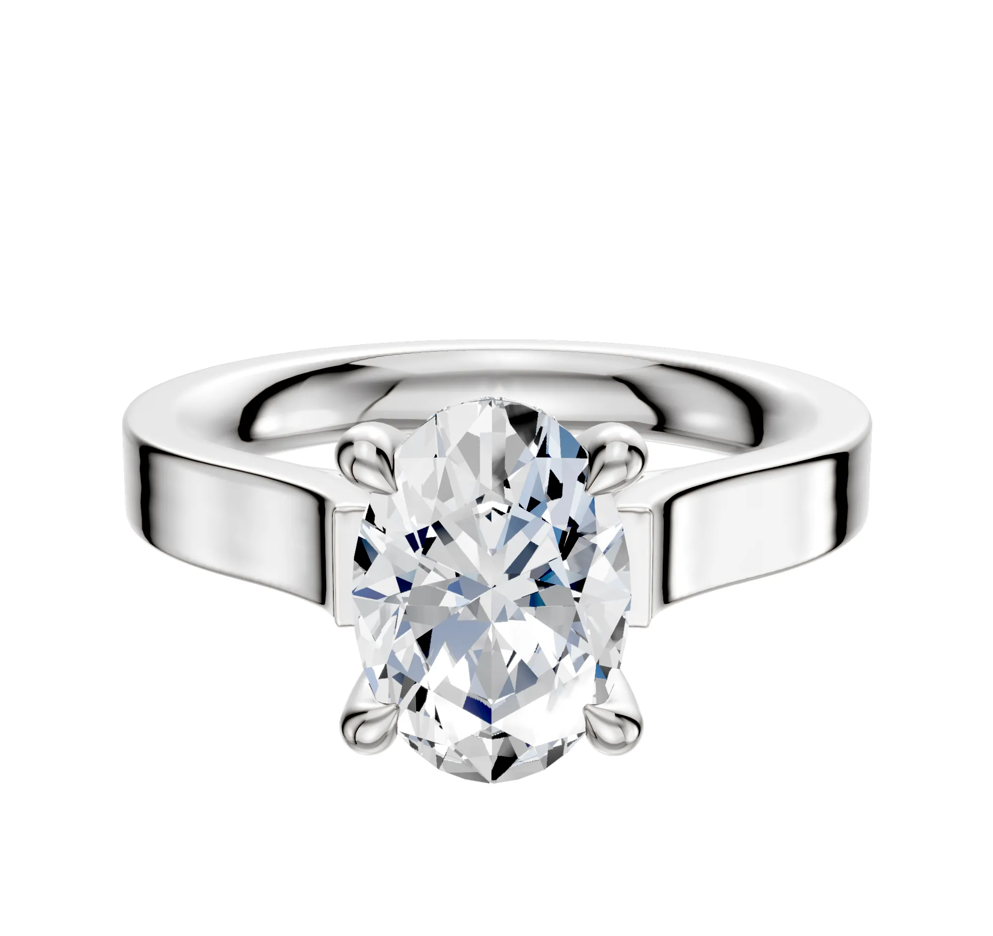 Platinum 4 Prong Hidden Halo Cathedral Flat 3.0mm Engagement Ring sold by Promise By Effy
