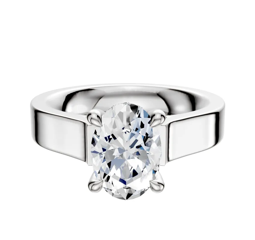 18K White Gold 4 Prong Hidden Halo Cathedral Flat 4.0mm Engagement Ring sold by Promise By Effy