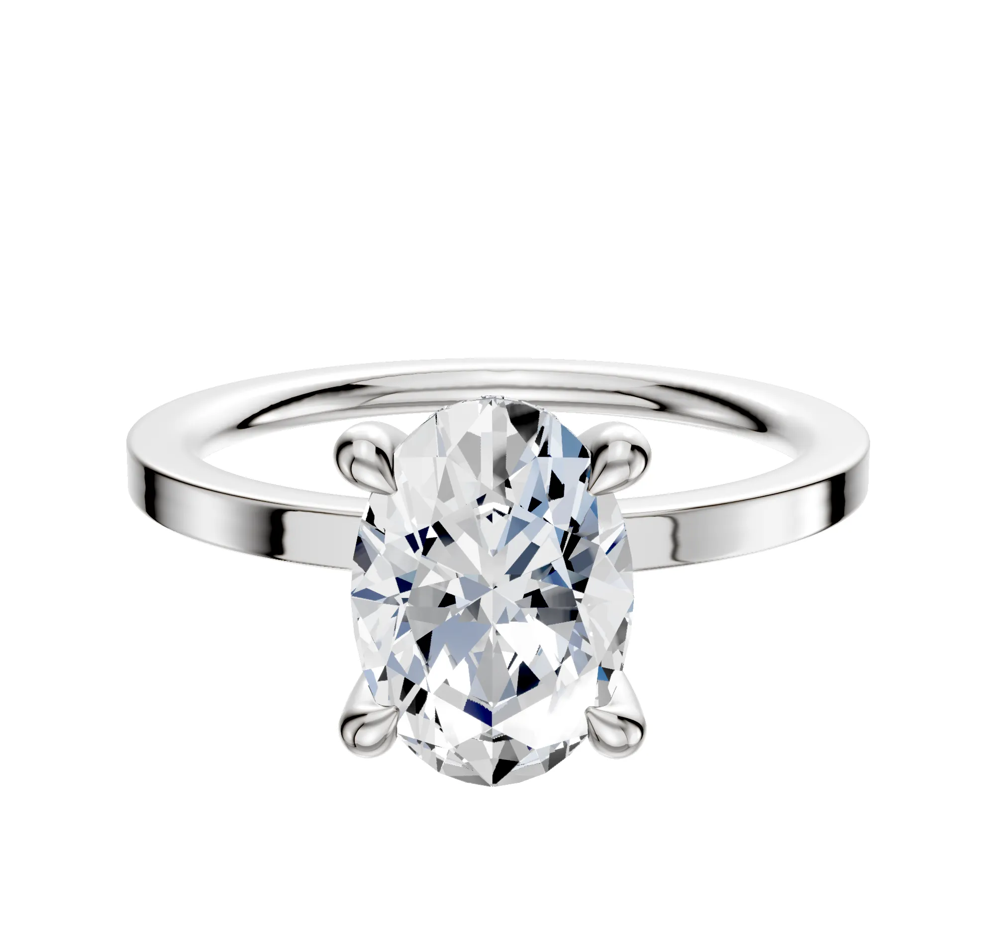 18K White Gold 4 Prong Hidden Halo Classic Flat 1.5mm Engagement Ring sold by Promise By Effy