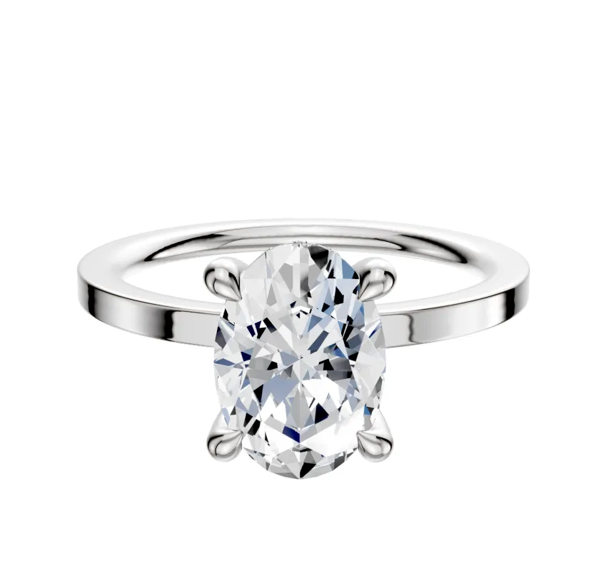 Platinum 4 Prong Hidden Halo Classic Flat 1.5mm Engagement Ring sold by Promise By Effy