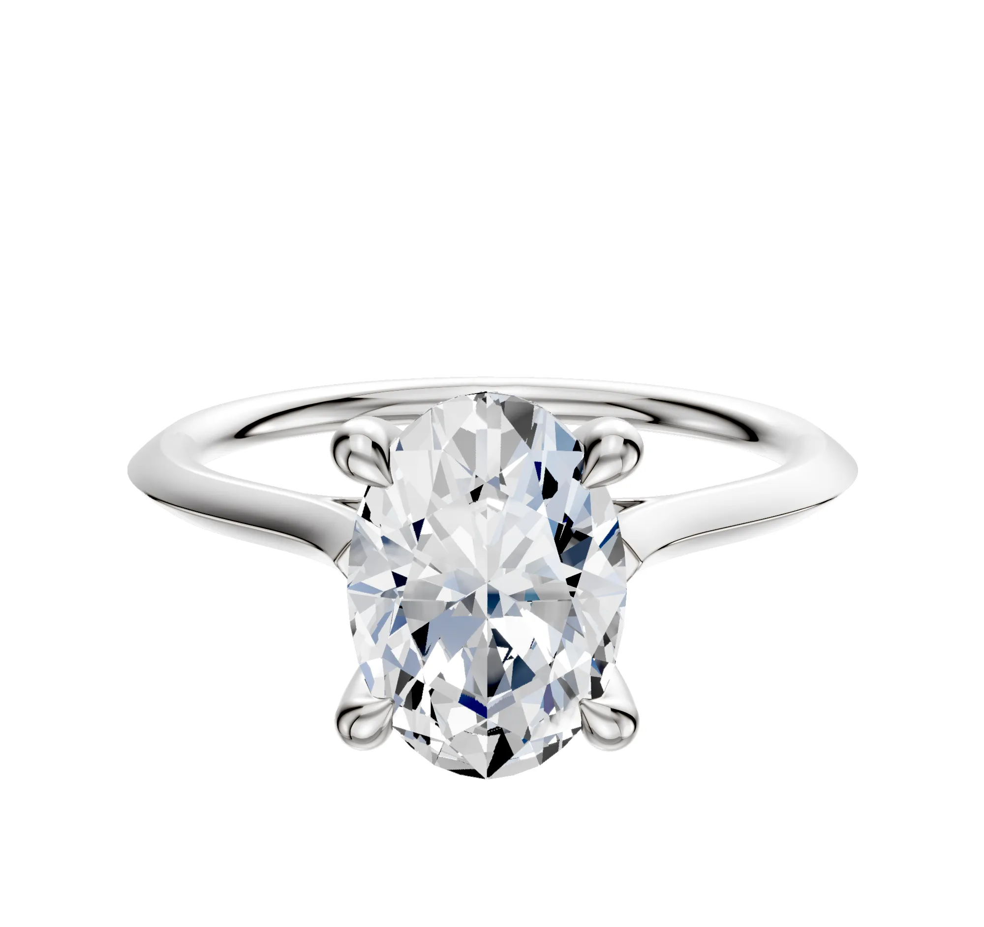 18K White Gold 4 Prong Hidden Halo Cathedral Knife Edge 1.5mm Engagement Ring sold by Promise By Effy