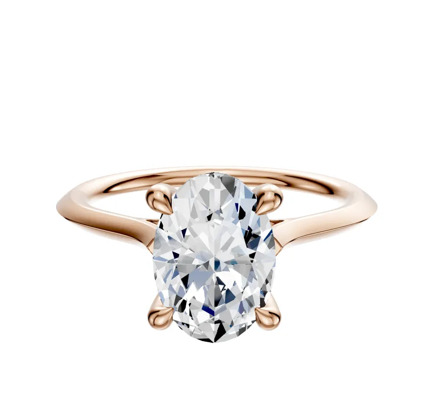 18K Rose Gold 4 Prong Hidden Halo Cathedral Knife Edge 1.5mm Engagement Ring sold by Promise By Effy