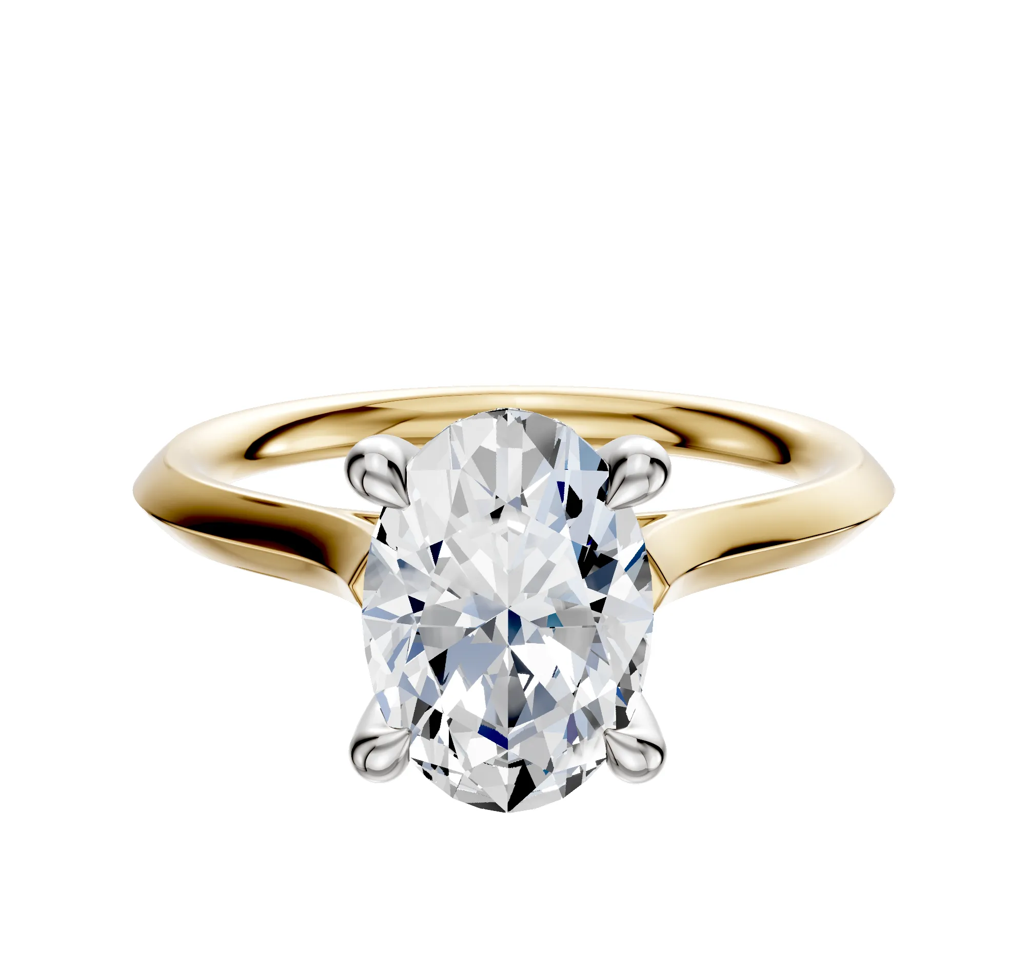 14K Two Tone 4 Prong Hidden Halo Cathedral Knife Edge 2.0mm Engagement Ring sold by Promise By Effy