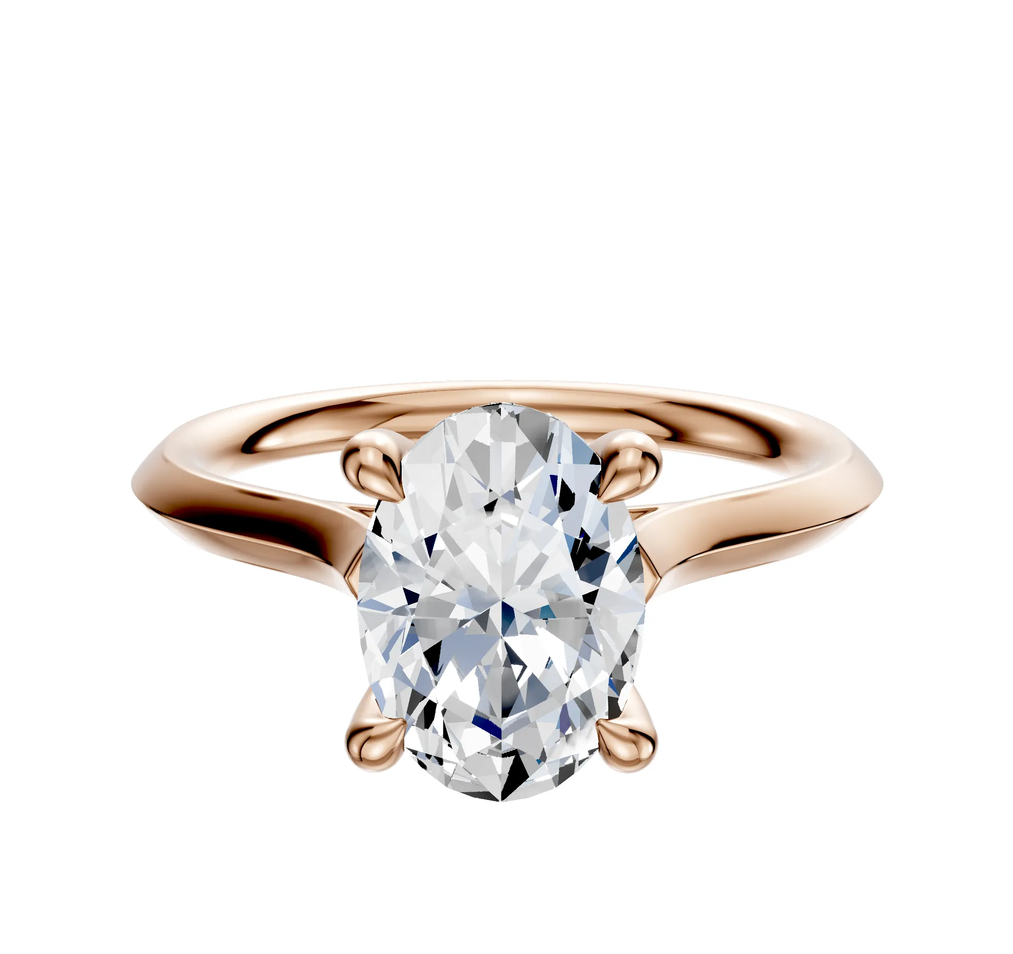 18K Rose Gold 4 Prong Hidden Halo Cathedral Knife Edge 2.0mm Engagement Ring sold by Promise By Effy