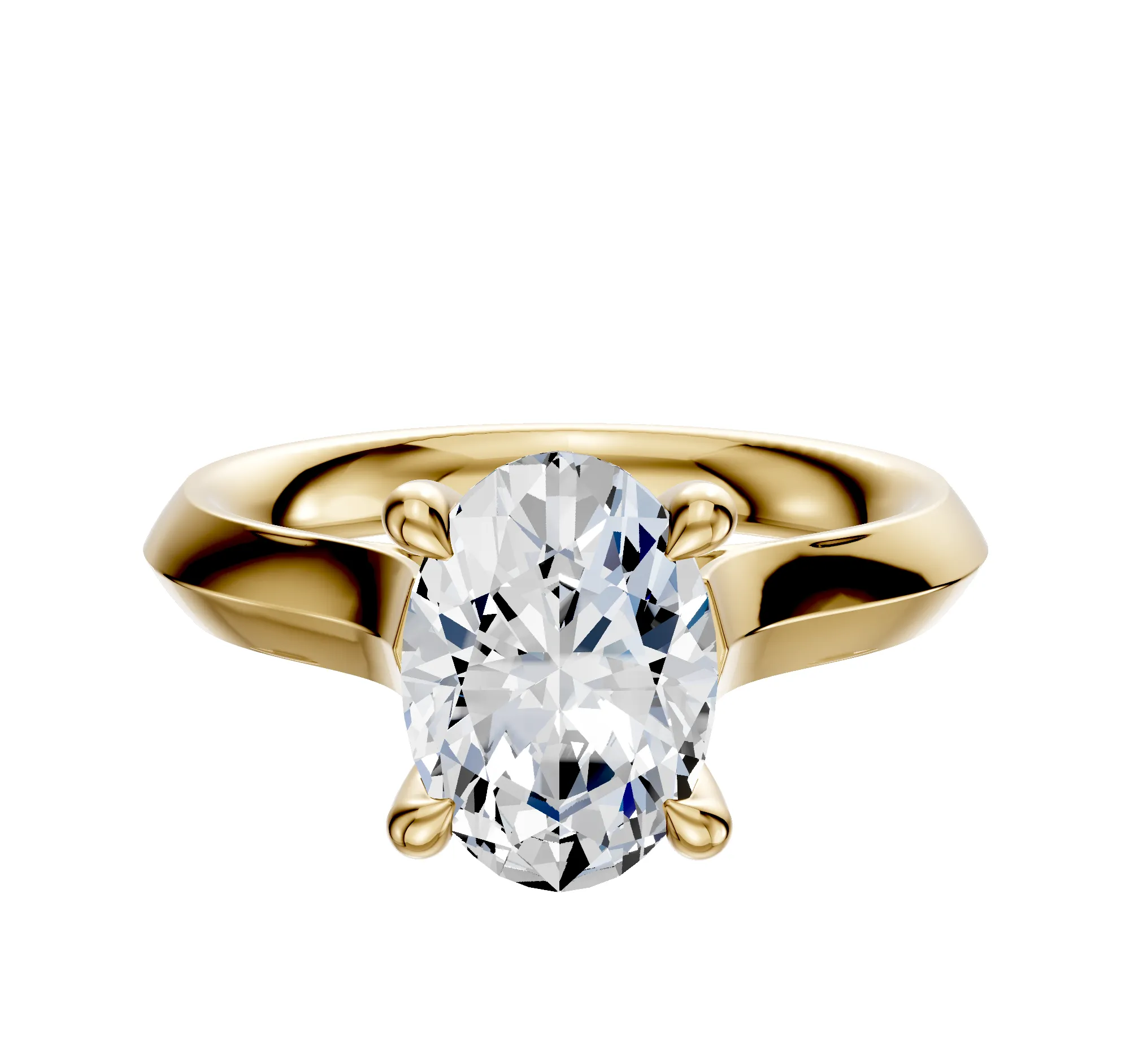 14K Yellow Gold 4 Prong Hidden Halo Cathedral Knife Edge 3.0mm Engagement Ring sold by Promise By Effy