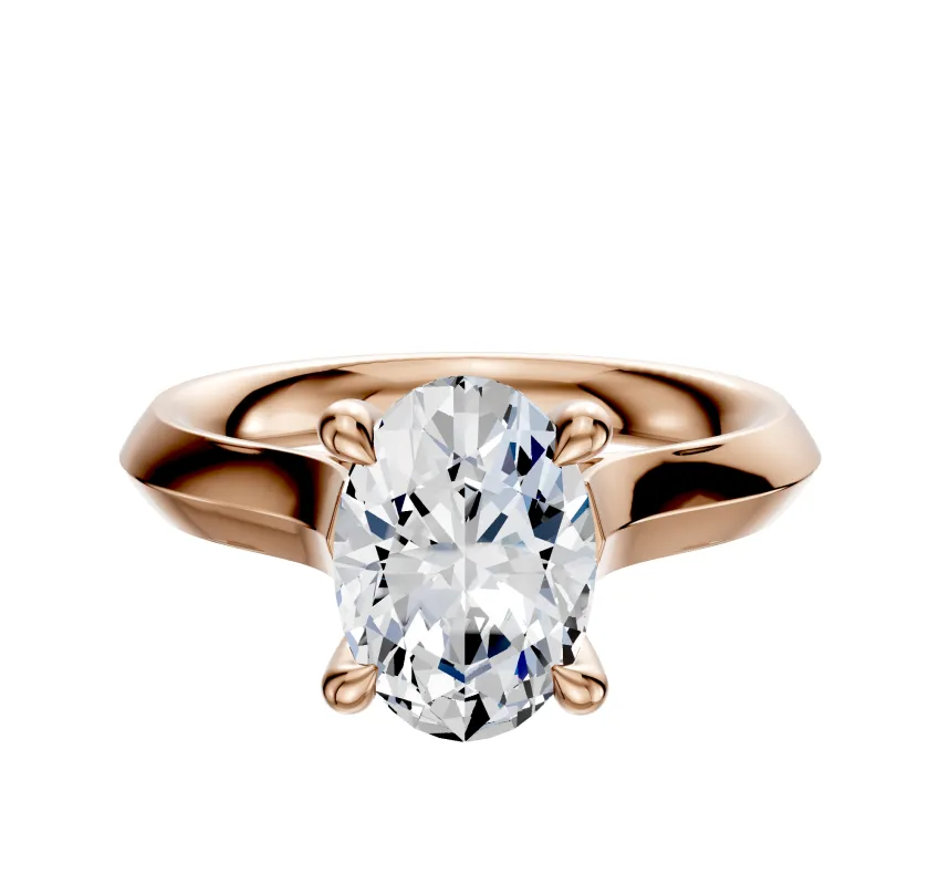 18K Rose Gold 4 Prong Hidden Halo Cathedral Knife Edge 3.0mm Engagement Ring sold by Promise By Effy