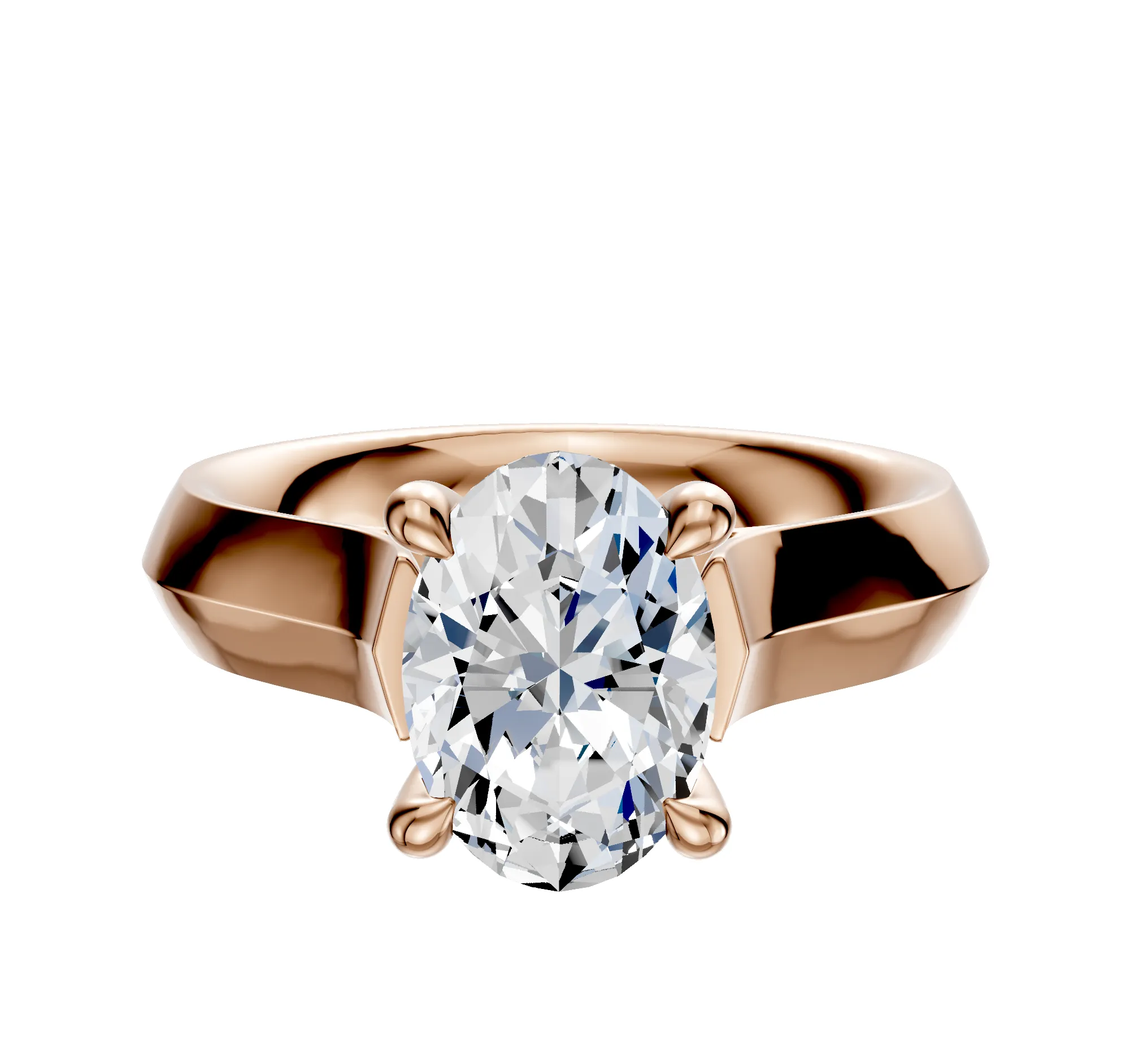 14K Rose Gold 4 Prong Hidden Halo Cathedral Knife Edge 4.0mm Engagement Ring sold by Promise By Effy