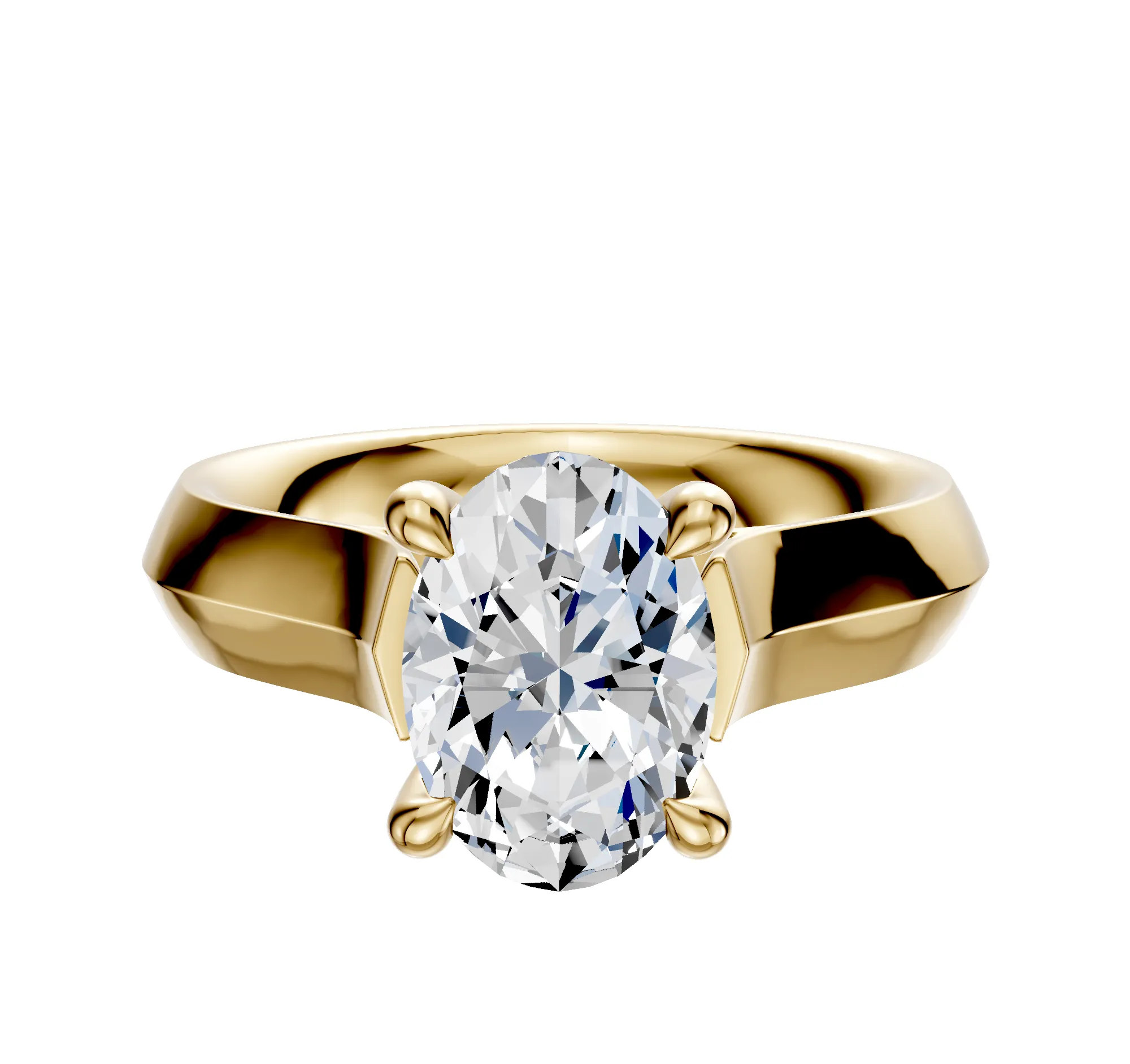 18K Yellow Gold 4 Prong Hidden Halo Cathedral Knife Edge 4.0mm Engagement Ring sold by Promise By Effy