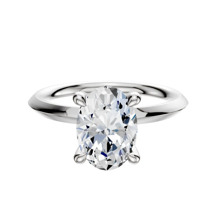 18K White Gold 4 Prong Hidden Halo Classic Knife Edge 2.0mm Engagement Ring sold by Promise By Effy