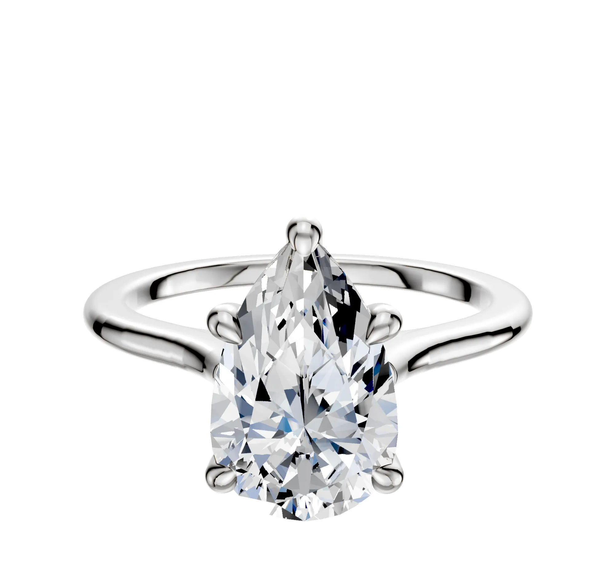 14K White Gold 4 Prong Hidden Halo Cathedral Dome 1.5mm Engagement Ring sold by Promise By Effy