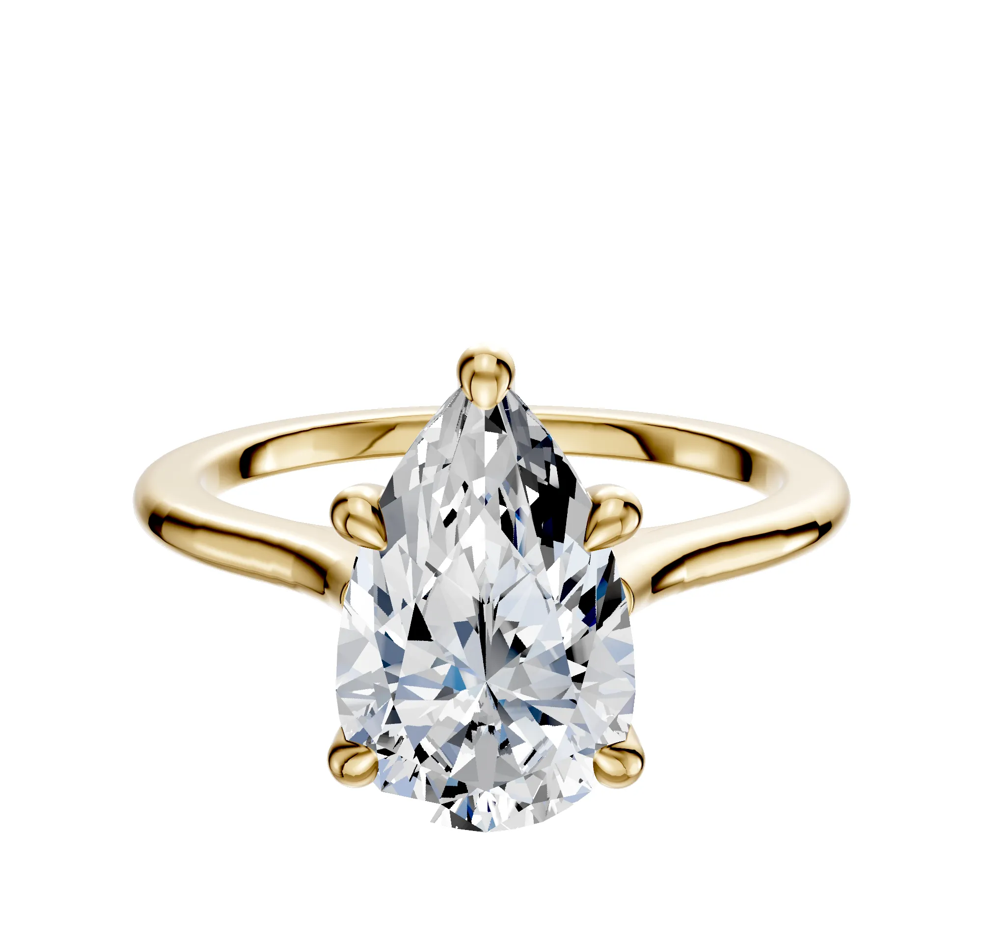 14K Yellow Gold 4 Prong Hidden Halo Cathedral Dome 1.5mm Engagement Ring sold by Promise By Effy