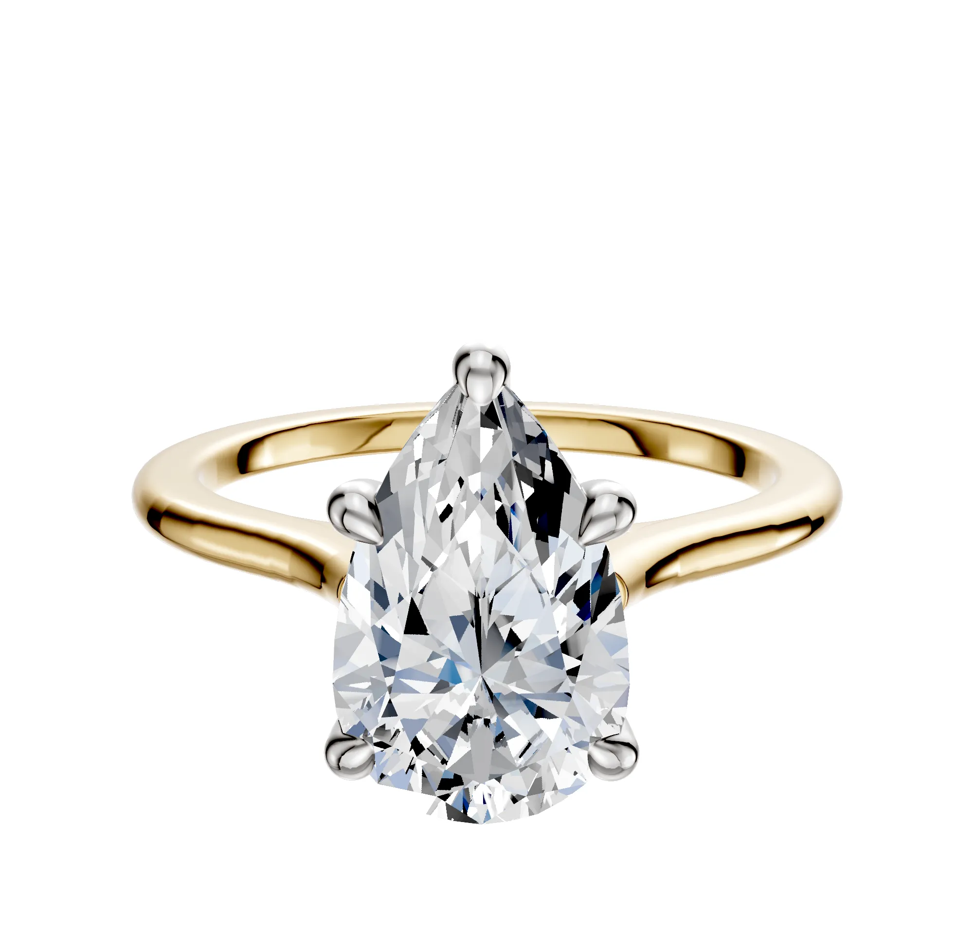 18K Two Tone 4 Prong Hidden Halo Cathedral Dome 1.5mm Engagement Ring sold by Promise By Effy