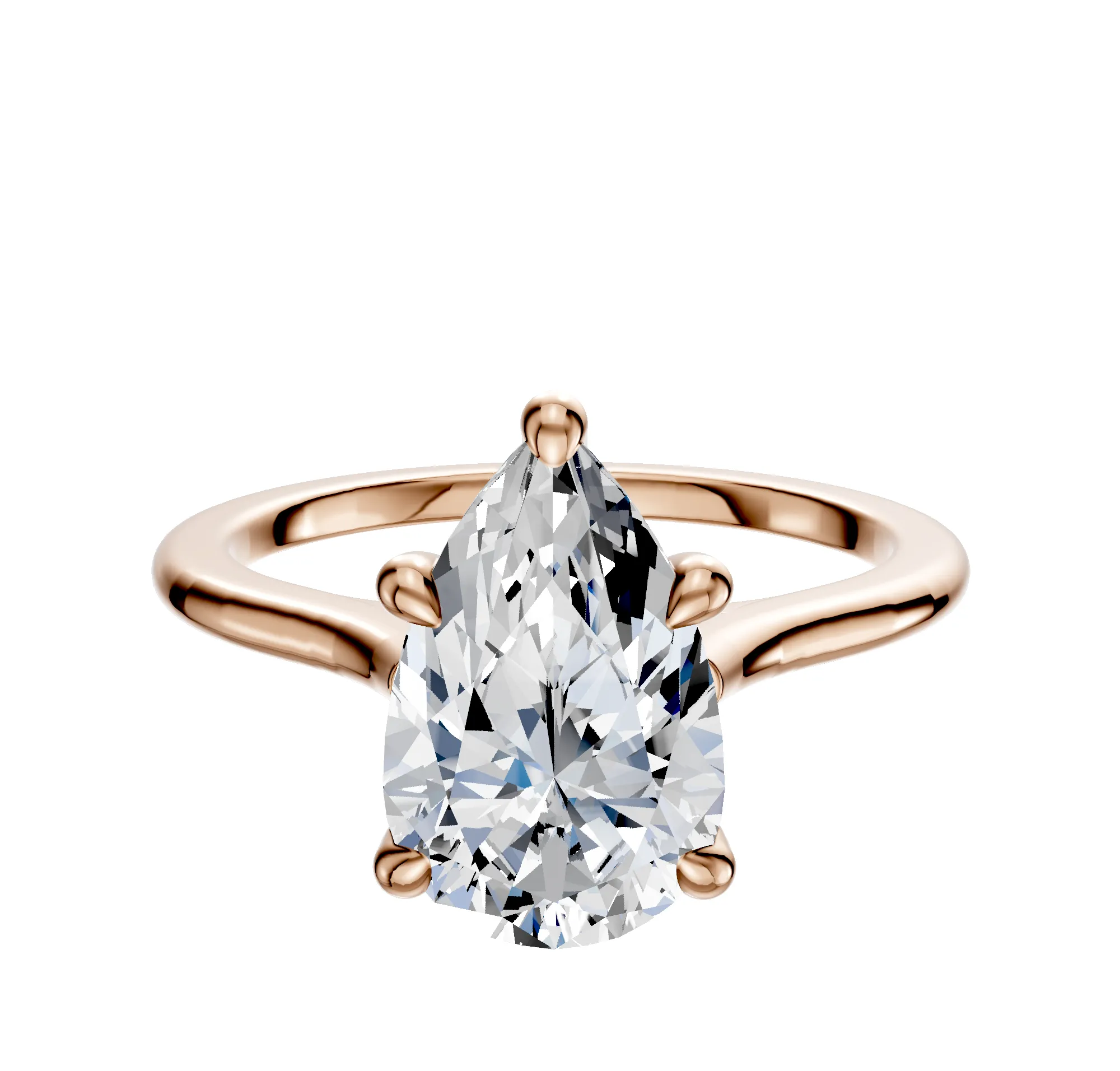 18K Rose Gold 4 Prong Hidden Halo Cathedral Dome 1.5mm Engagement Ring sold by Promise By Effy