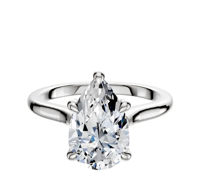 14K White Gold 4 Prong Hidden Halo Cathedral Dome 2.0mm Engagement Ring sold by Promise By Effy