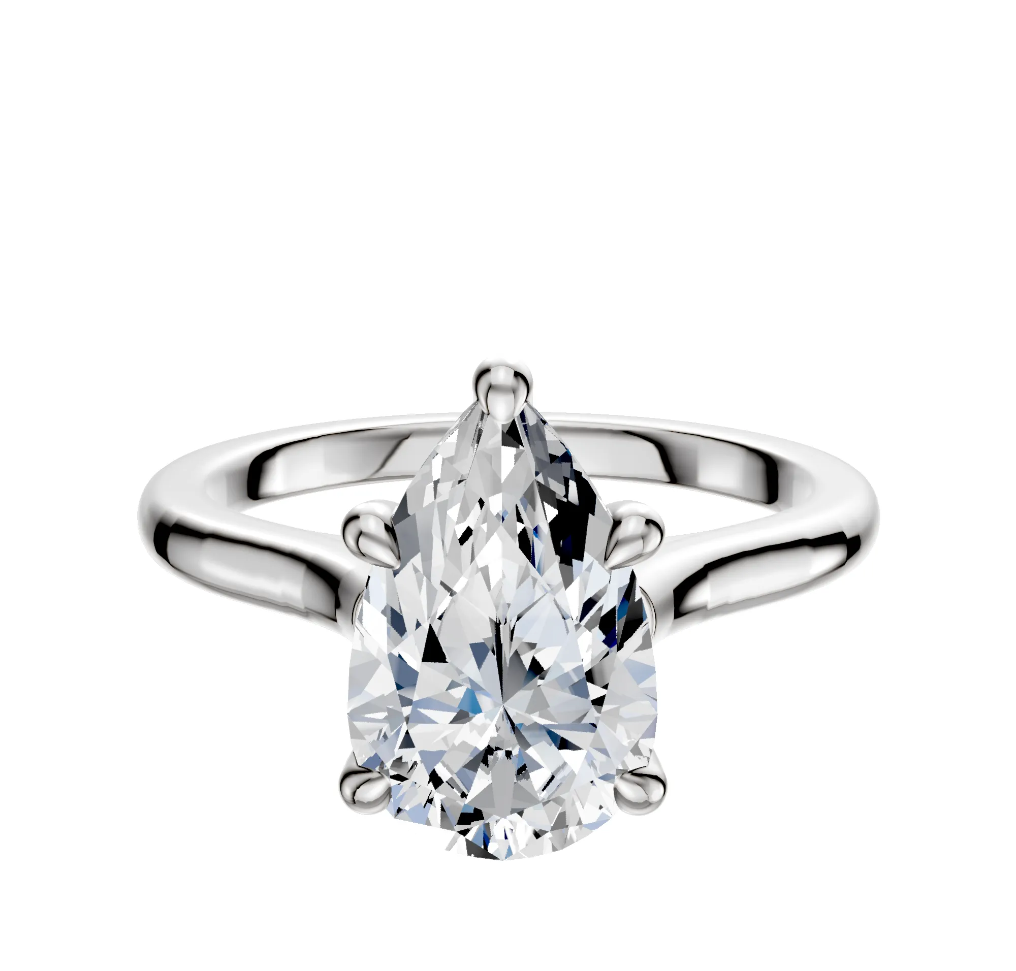 14K White Gold 4 Prong Hidden Halo Cathedral Dome 2.0mm Engagement Ring sold by Promise By Effy
