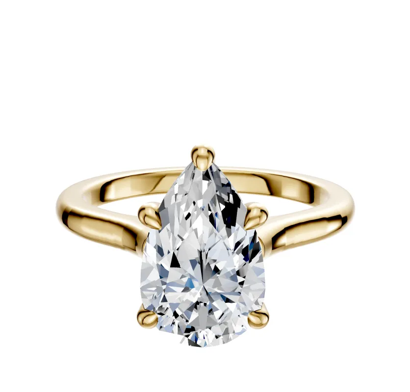 18K Yellow Gold 4 Prong Hidden Halo Cathedral Dome 2.0mm Engagement Ring sold by Promise By Effy