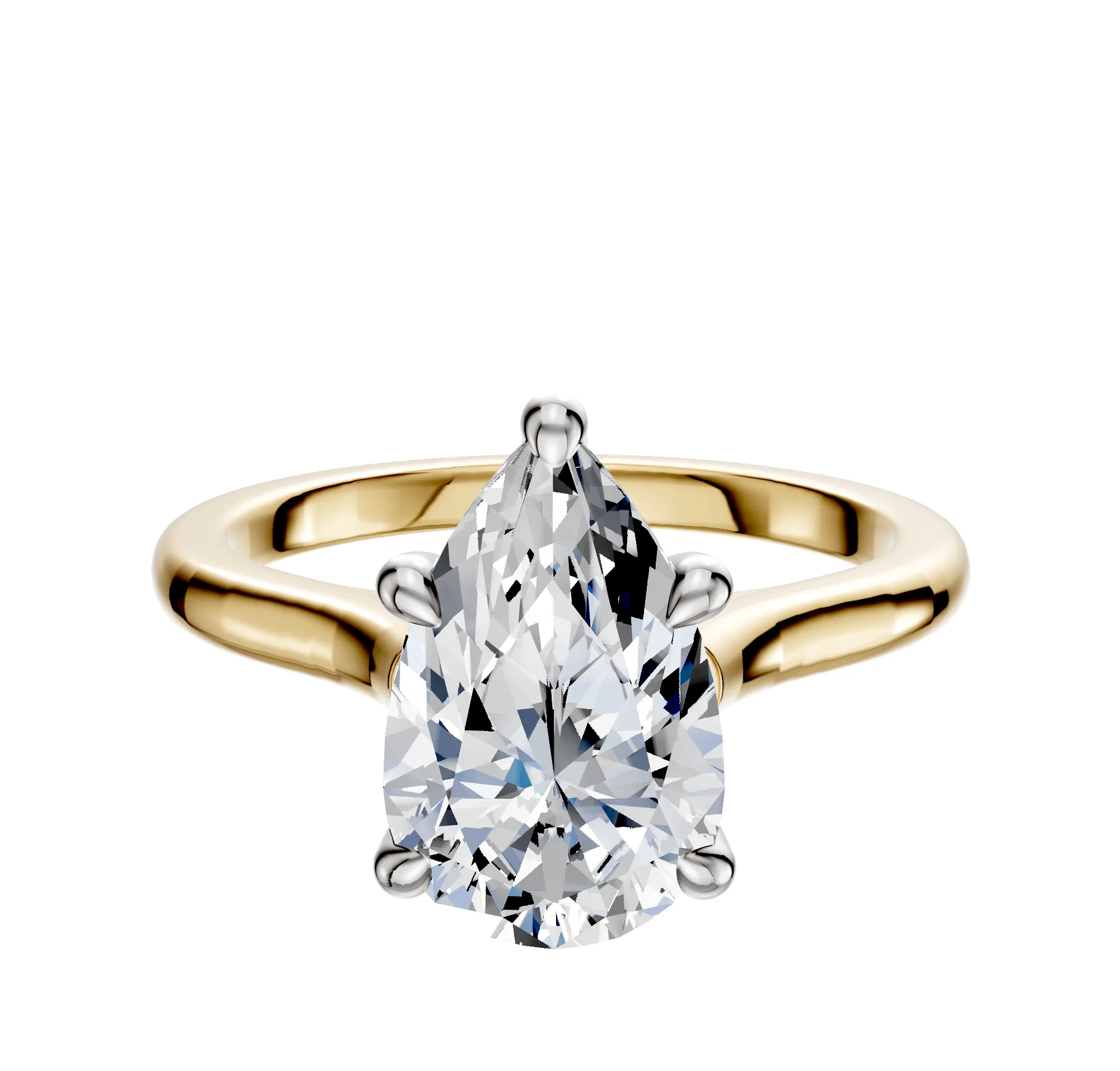18K Two Tone 4 Prong Hidden Halo Cathedral Dome 2.0mm Engagement Ring sold by Promise By Effy