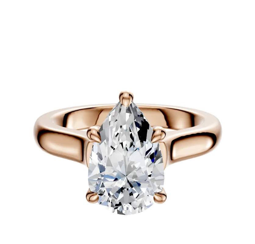 18K Rose Gold 4 Prong Hidden Halo Cathedral Dome 3.0mm Engagement Ring sold by Promise By Effy
