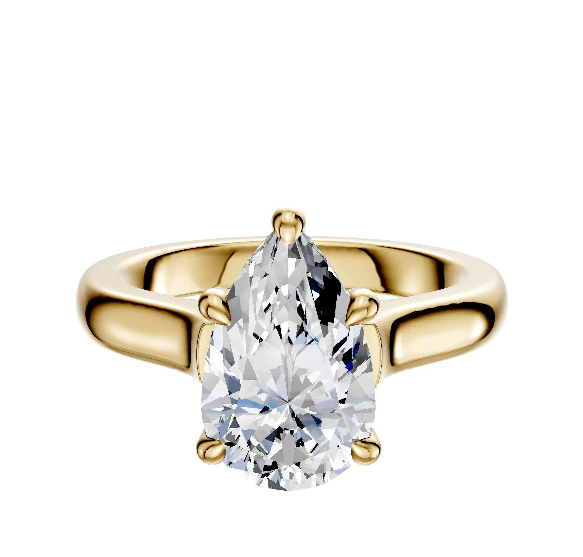 18K Yellow Gold 4 Prong Hidden Halo Cathedral Dome 3.0mm Engagement Ring sold by Promise By Effy