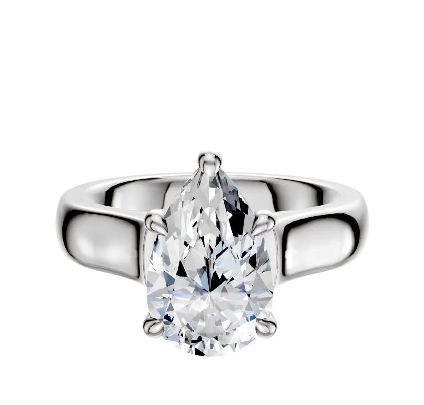 14K White Gold 4 Prong Hidden Halo Cathedral Dome 4.0mm Engagement Ring sold by Promise By Effy