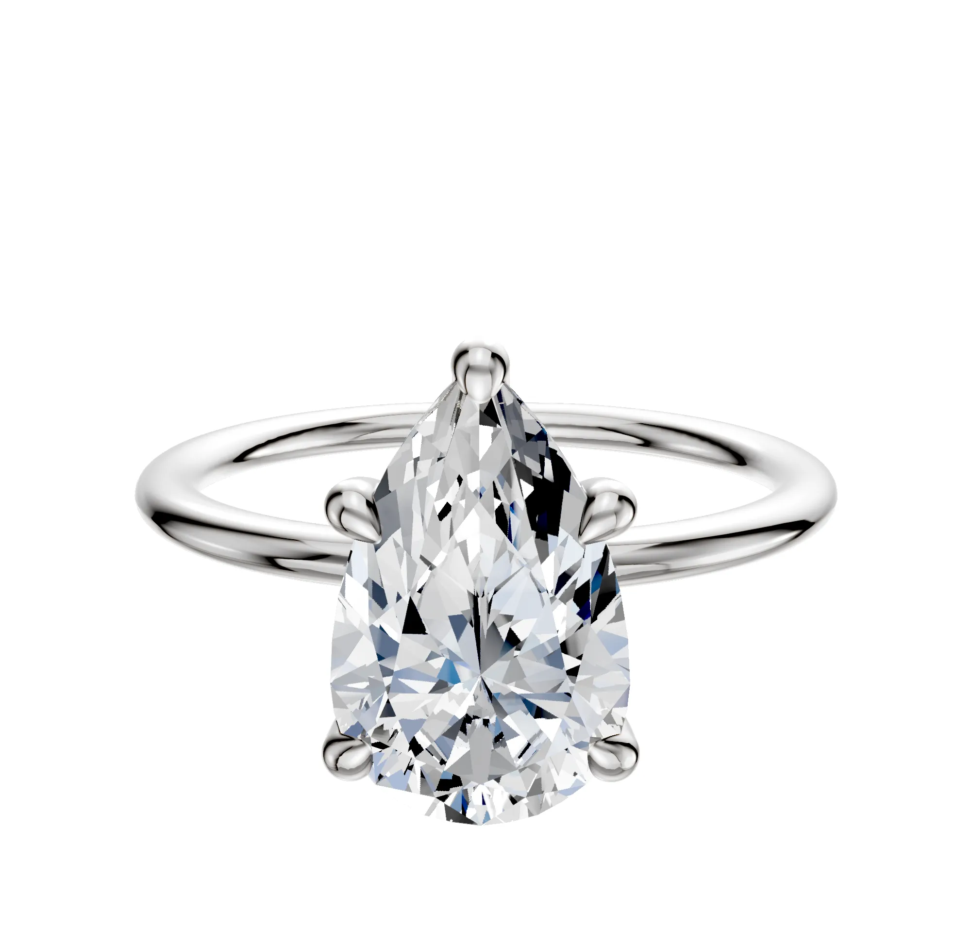 18K White Gold 4 Prong Hidden Halo Classic Dome 1.5mm Engagement Ring sold by Promise By Effy