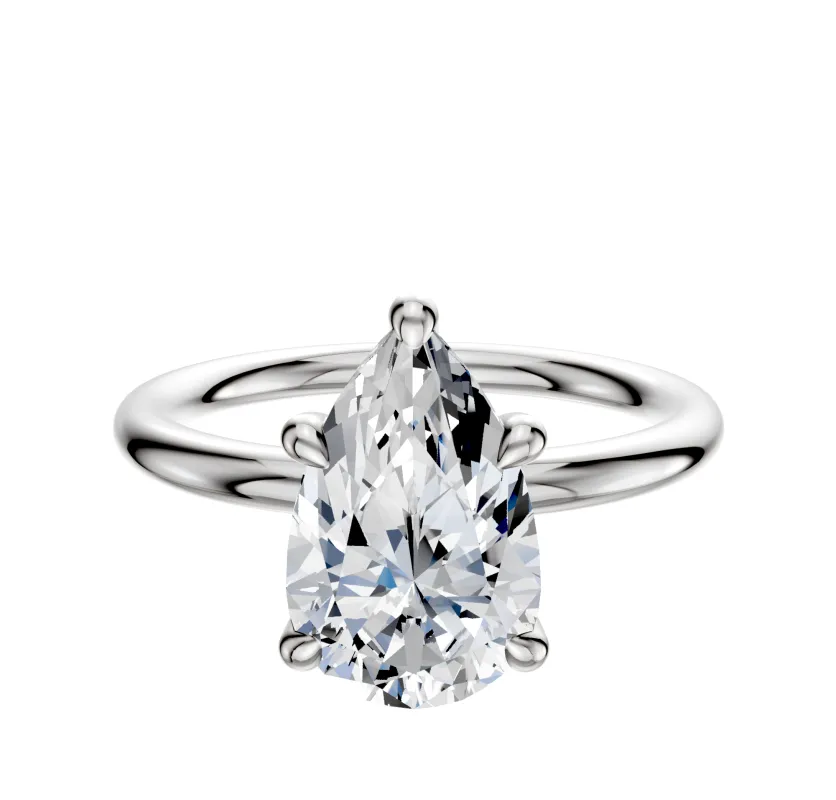 18K White Gold 4 Prong Hidden Halo Classic Dome 2.0mm Engagement Ring sold by Promise By Effy
