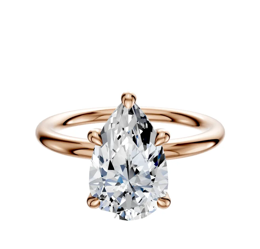 18K Rose Gold 4 Prong Hidden Halo Classic Dome 2.0mm Engagement Ring sold by Promise By Effy