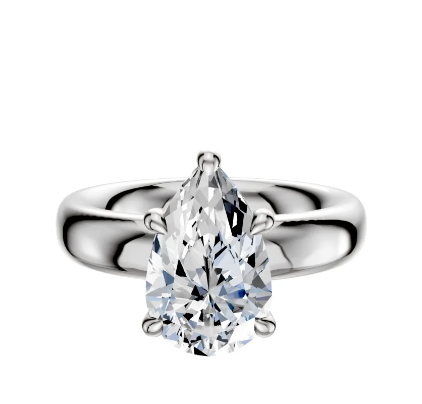 14K White Gold 4 Prong Hidden Halo Classic Dome 4.0mm Engagement Ring sold by Promise By Effy