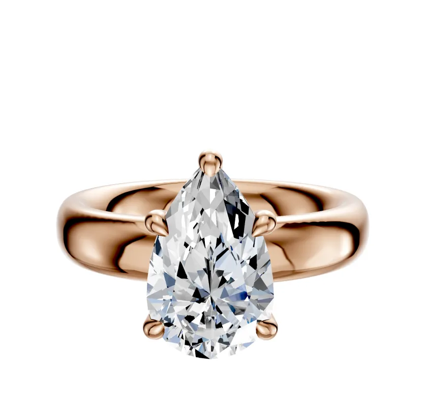 18K Rose Gold 4 Prong Hidden Halo Classic Dome 4.0mm Engagement Ring sold by Promise By Effy