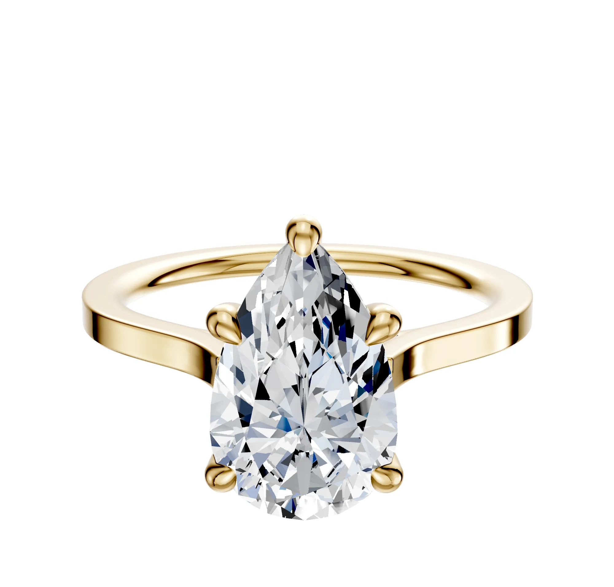 14K Yellow Gold 4 Prong Hidden Halo Cathedral Flat 1.5mm Engagement Ring sold by Promise By Effy