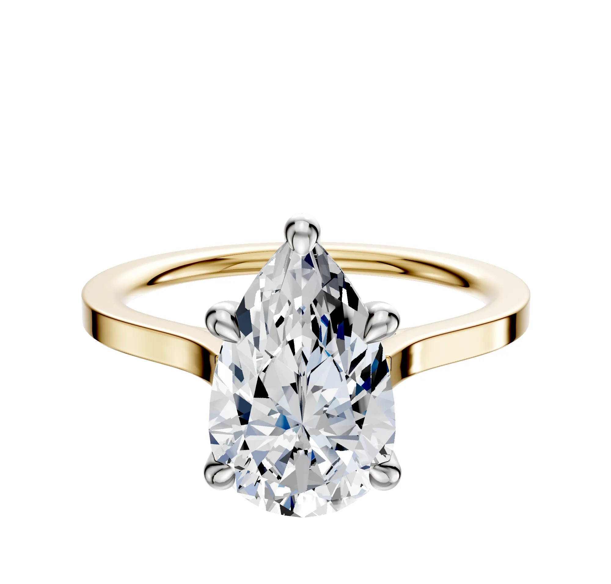 14K Two Tone 4 Prong Hidden Halo Cathedral Flat 1.5mm Engagement Ring sold by Promise By Effy