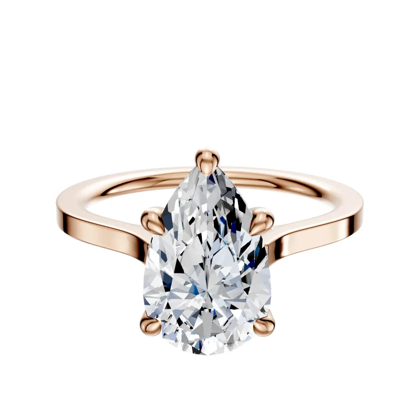 18K Rose Gold 4 Prong Hidden Halo Cathedral Flat 1.5mm Engagement Ring sold by Promise By Effy