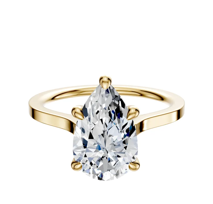 18K Yellow Gold 4 Prong Hidden Halo Cathedral Flat 1.5mm Engagement Ring sold by Promise By Effy