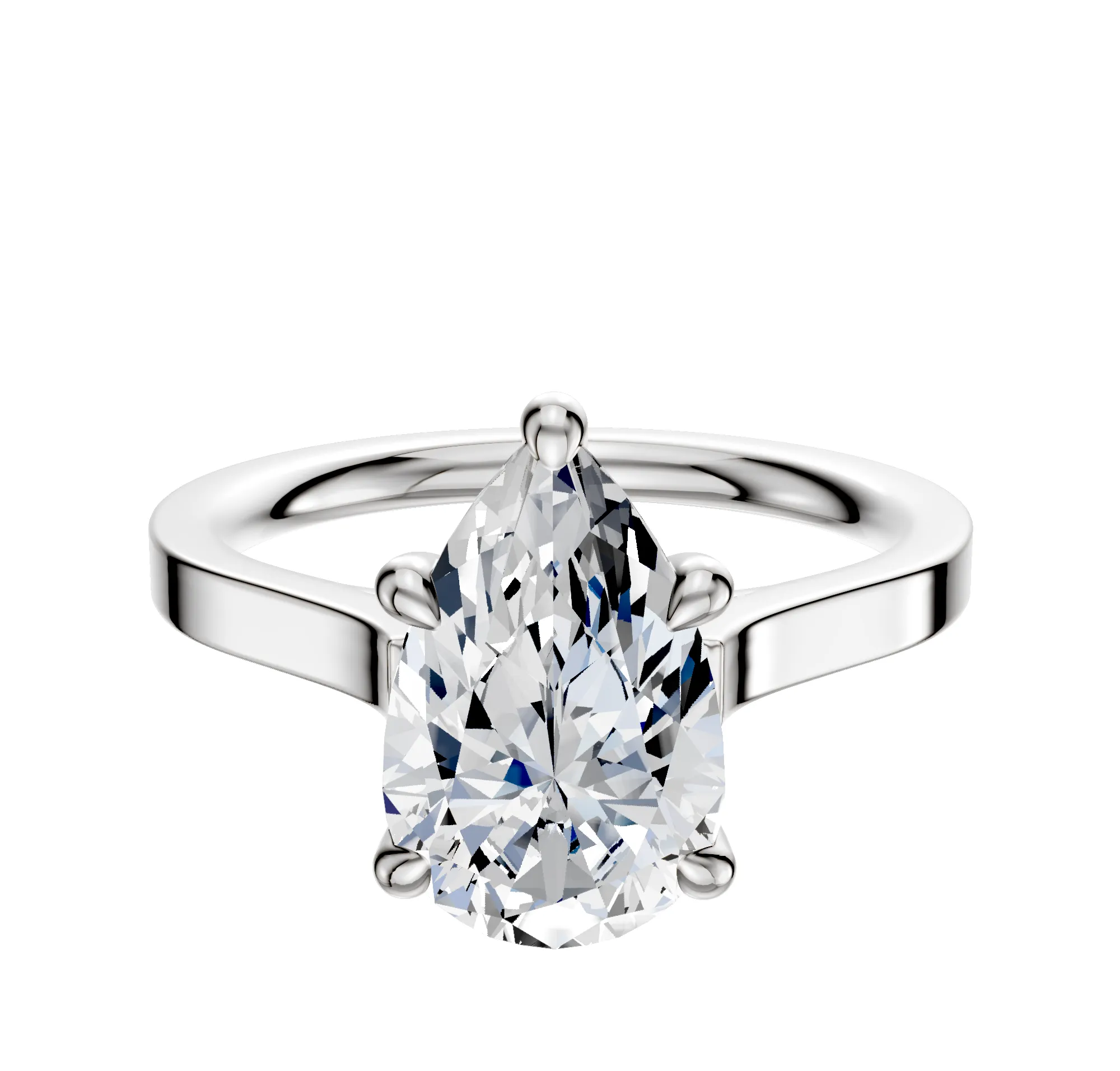 14K White Gold 4 Prong Hidden Halo Cathedral Flat 2.0mm Engagement Ring sold by Promise By Effy