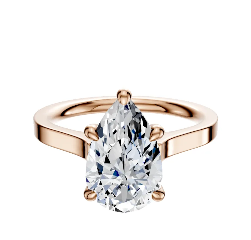 18K Rose Gold 4 Prong Hidden Halo Cathedral Flat 2.0mm Engagement Ring sold by Promise By Effy