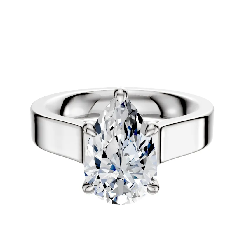 14K White Gold 4 Prong Hidden Halo Cathedral Flat 4.0mm Engagement Ring sold by Promise By Effy