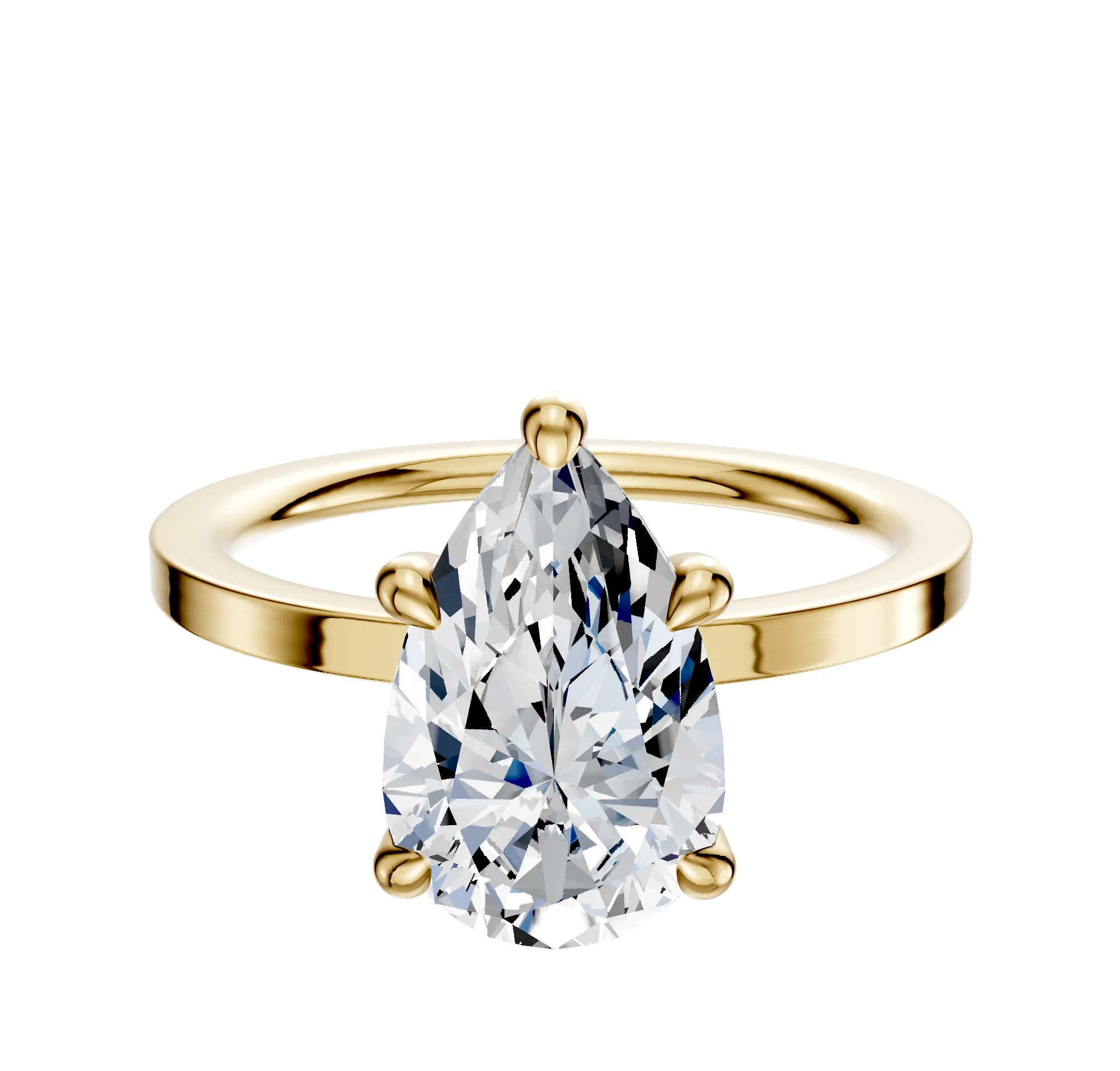 14K Yellow Gold 4 Prong Hidden Halo Classic Flat 1.5mm Engagement Ring sold by Promise By Effy