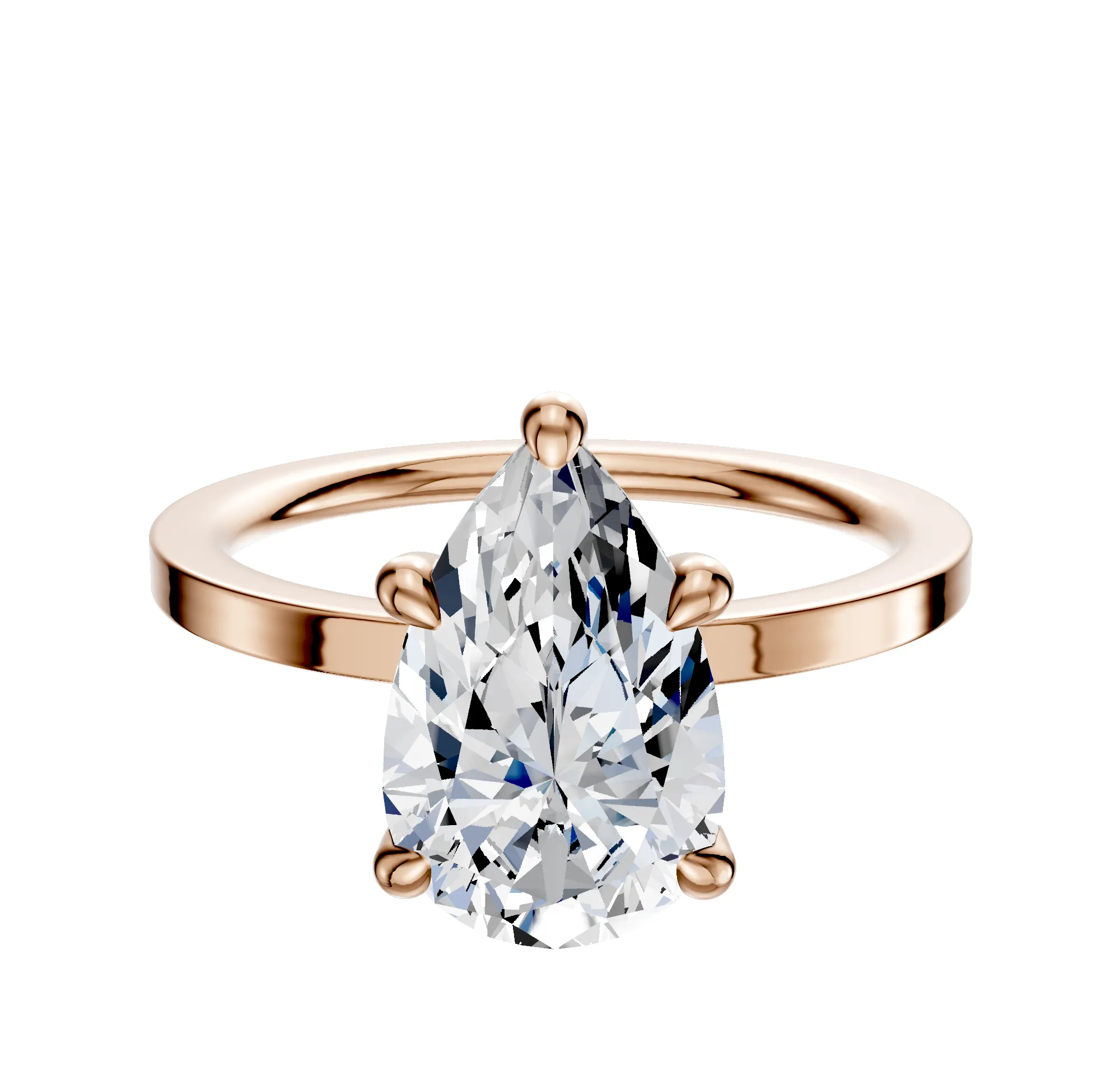 14K Rose Gold 4 Prong Hidden Halo Classic Flat 1.5mm Engagement Ring sold by Promise By Effy