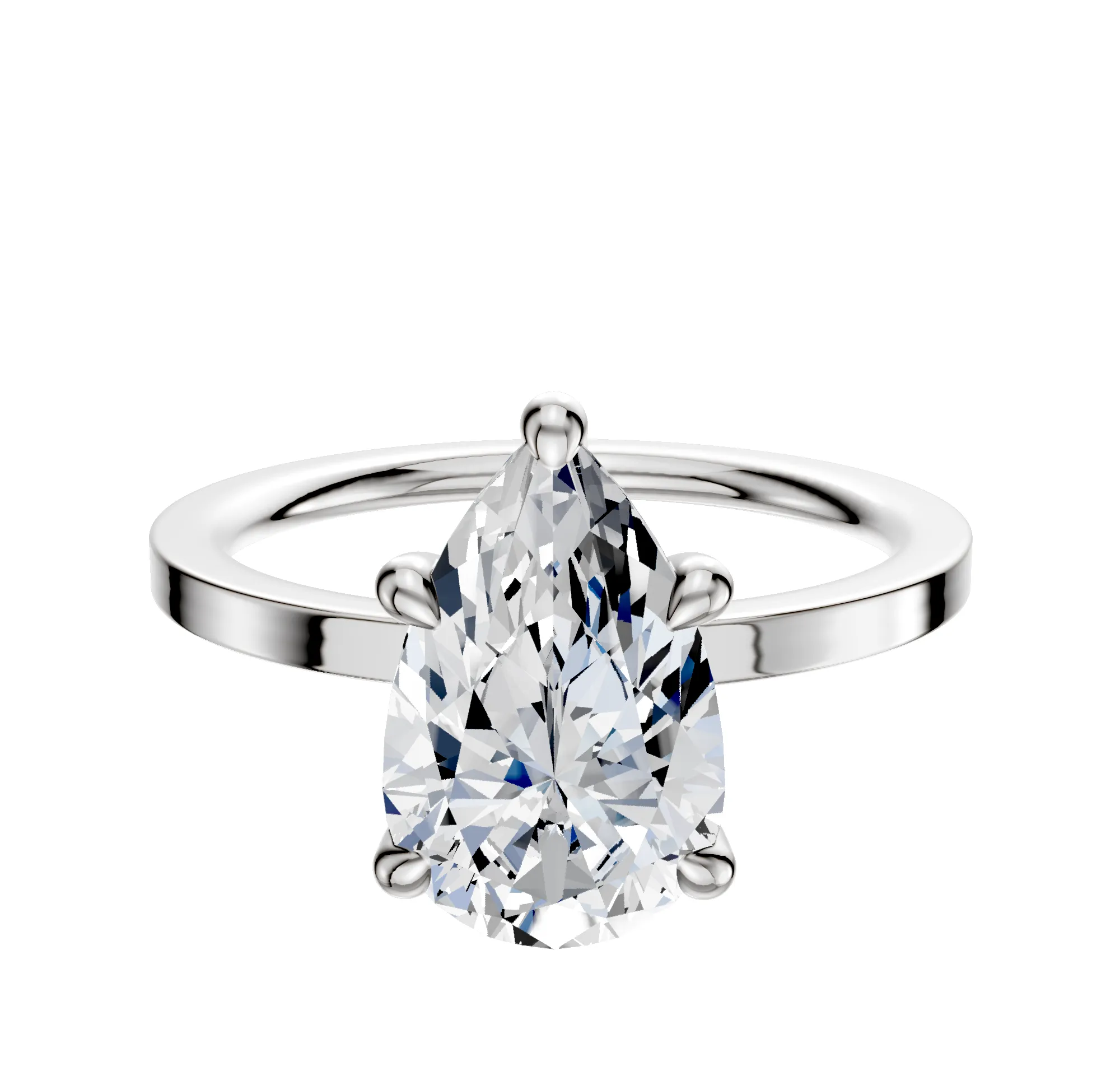 18K White Gold 4 Prong Hidden Halo Classic Flat 1.5mm Engagement Ring sold by Promise By Effy