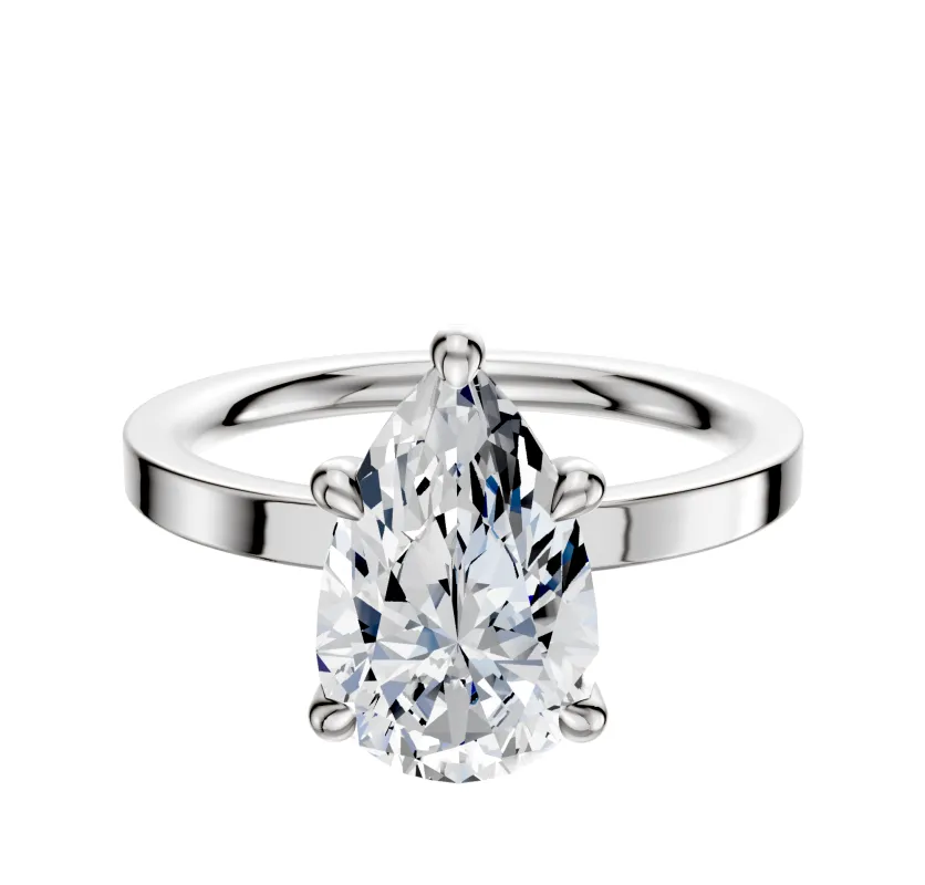 14K White Gold 4 Prong Hidden Halo Classic Flat 2.0mm Engagement Ring sold by Promise By Effy