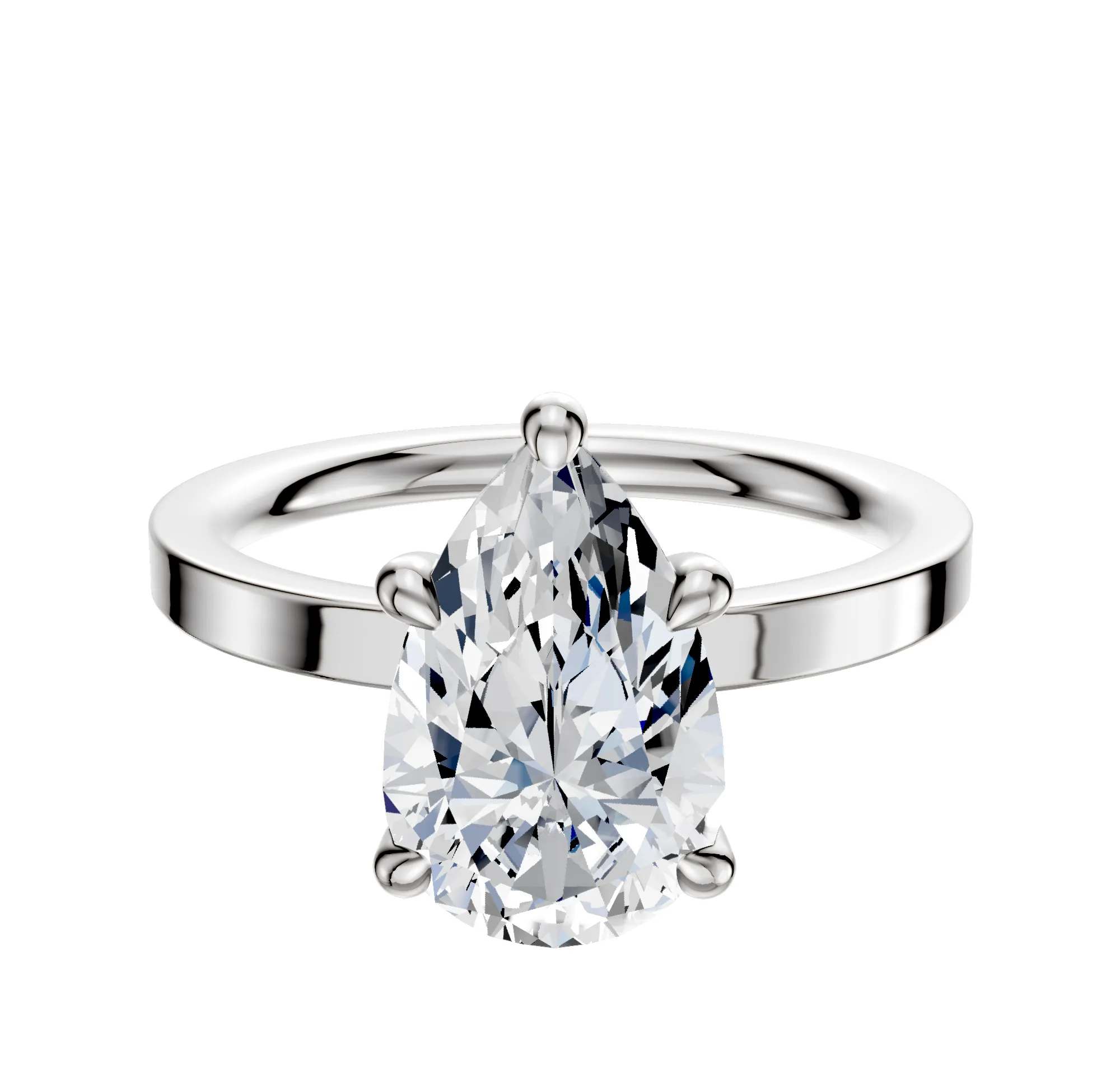 14K White Gold 4 Prong Hidden Halo Classic Flat 2.0mm Engagement Ring sold by Promise By Effy
