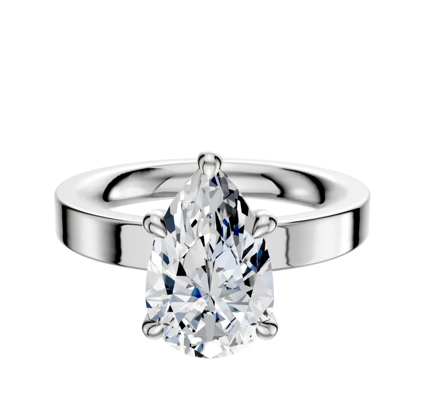 18K White Gold 4 Prong Hidden Halo Classic Flat 3.0mm Engagement Ring sold by Promise By Effy