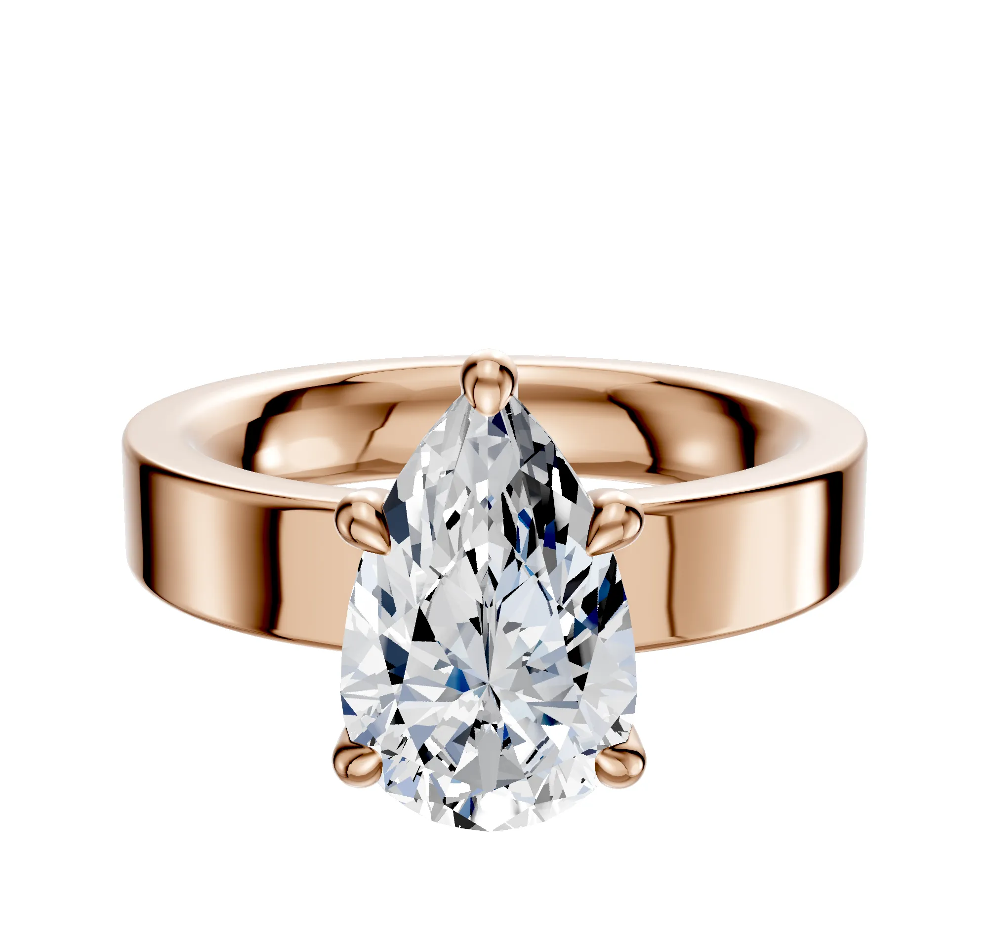 18K Rose Gold 4 Prong Hidden Halo Classic Flat 4.0mm Engagement Ring sold by Promise By Effy