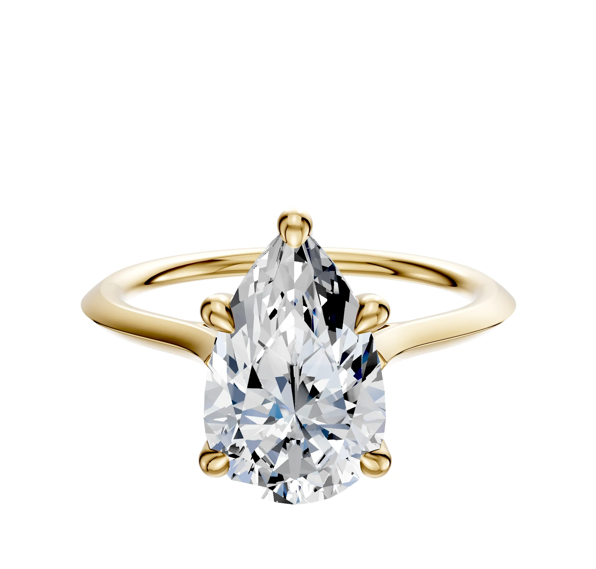 14K Yellow Gold 4 Prong Hidden Halo Cathedral Knife Edge 1.5mm Engagement Ring sold by Promise By Effy