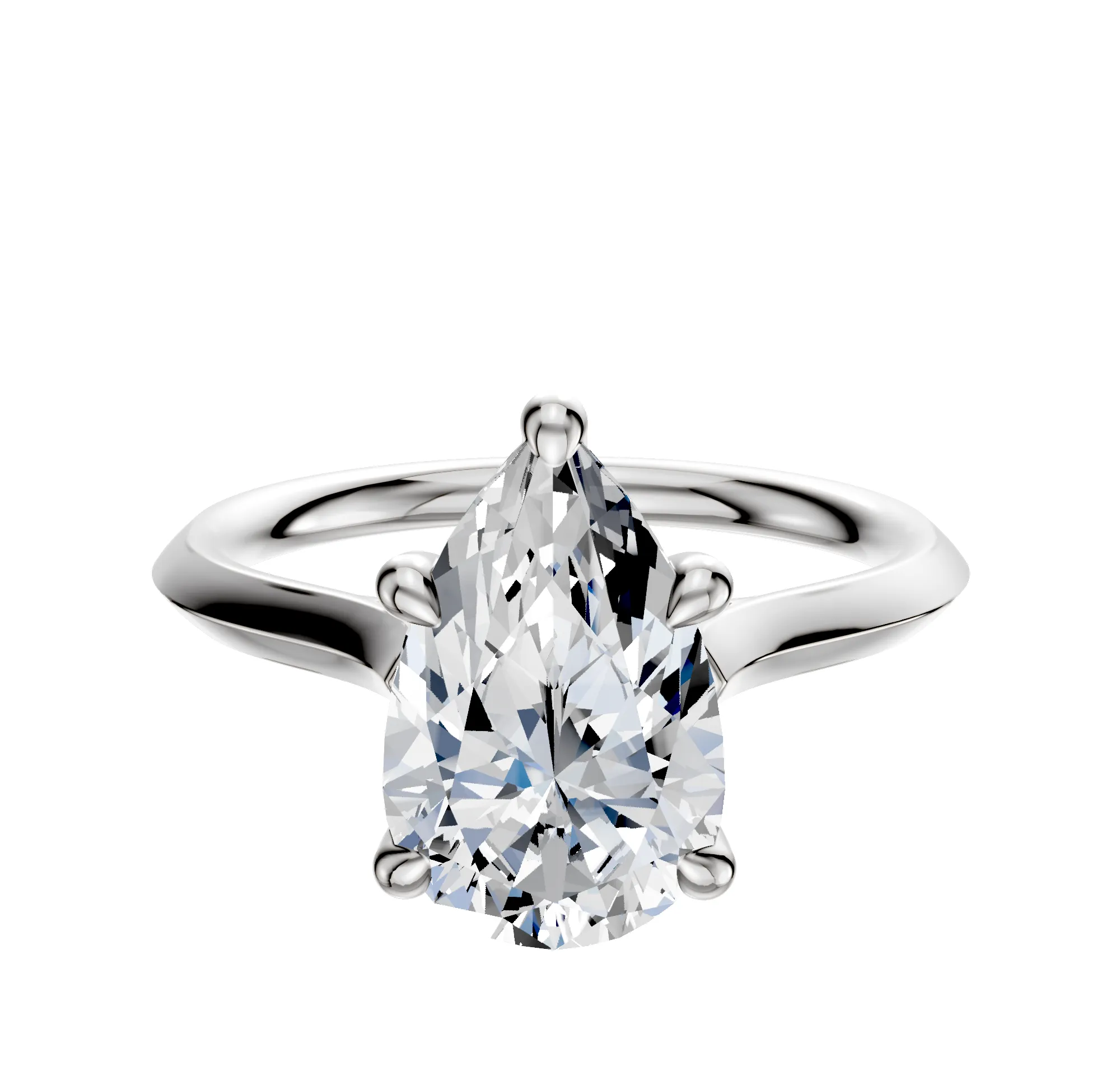 14K White Gold 4 Prong Hidden Halo Cathedral Knife Edge 2.0mm Engagement Ring sold by Promise By Effy