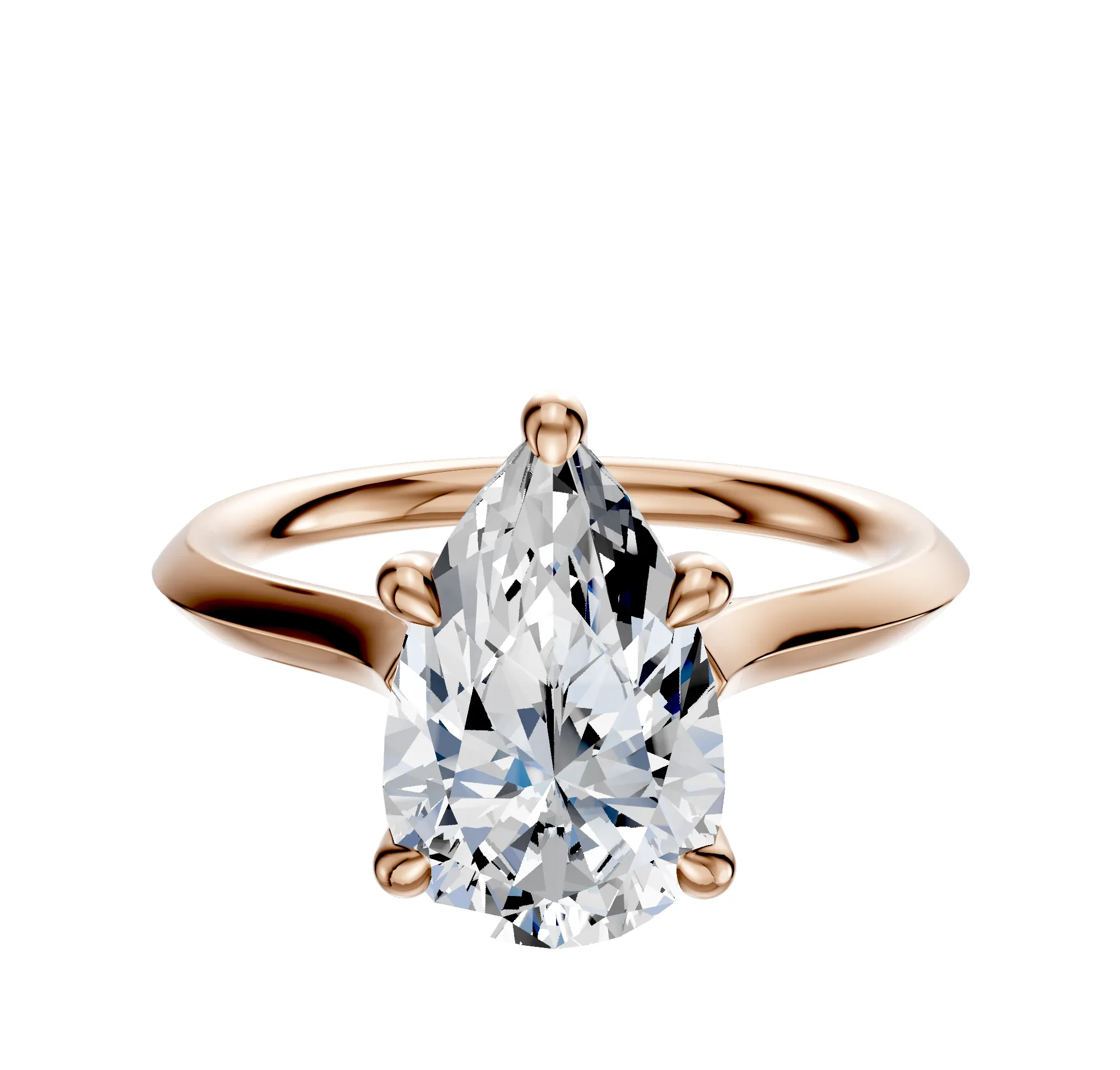 14K Rose Gold 4 Prong Hidden Halo Cathedral Knife Edge 2.0mm Engagement Ring sold by Promise By Effy