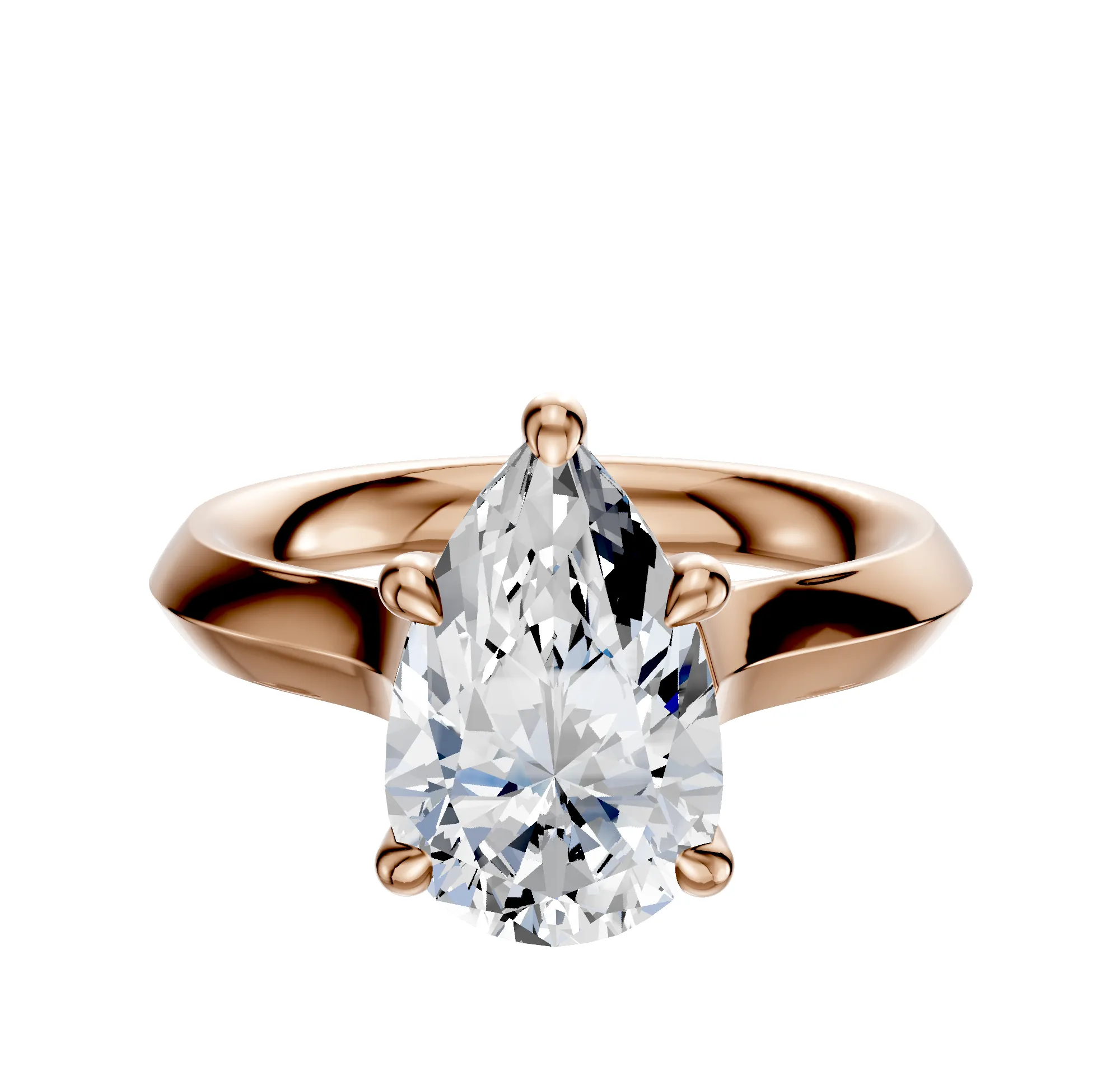 14K Rose Gold 4 Prong Hidden Halo Cathedral Knife Edge 3.0mm Engagement Ring sold by Promise By Effy