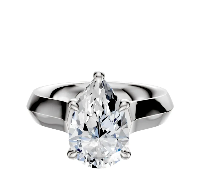 14K White Gold 4 Prong Hidden Halo Cathedral Knife Edge 4.0mm Engagement Ring sold by Promise By Effy